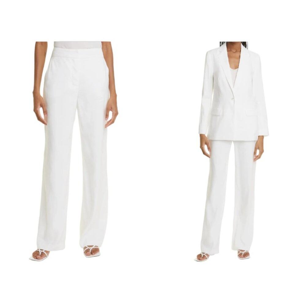 Judith & Charles White Quinn Linen Blend Pants Size 4 NWOT $450 MSRP